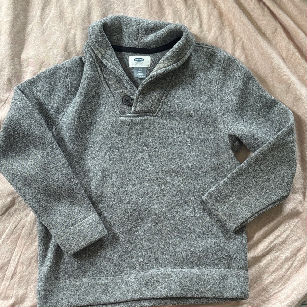 Old Navy Gray Shawl Collar Crewneck Sweater